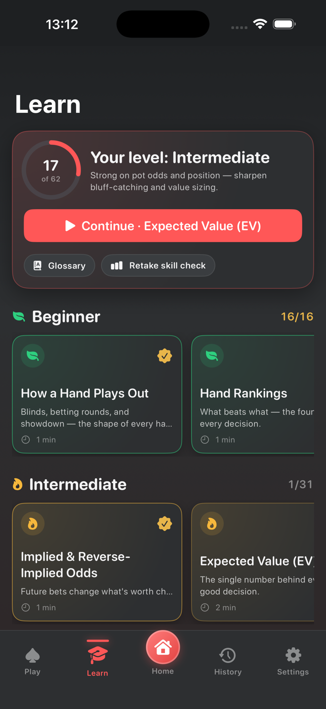 Learn tab with lesson path